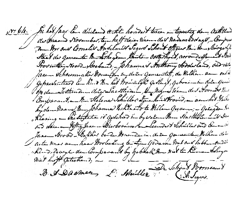 18221118 geb akte 64 Johanna dv JA Sodderland - H Schuller